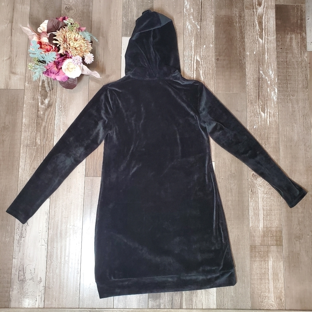 Bebe Women's Black and Pink Rhinestone Sleepwear Dress Velour Size Medium - Picture 4 of 17